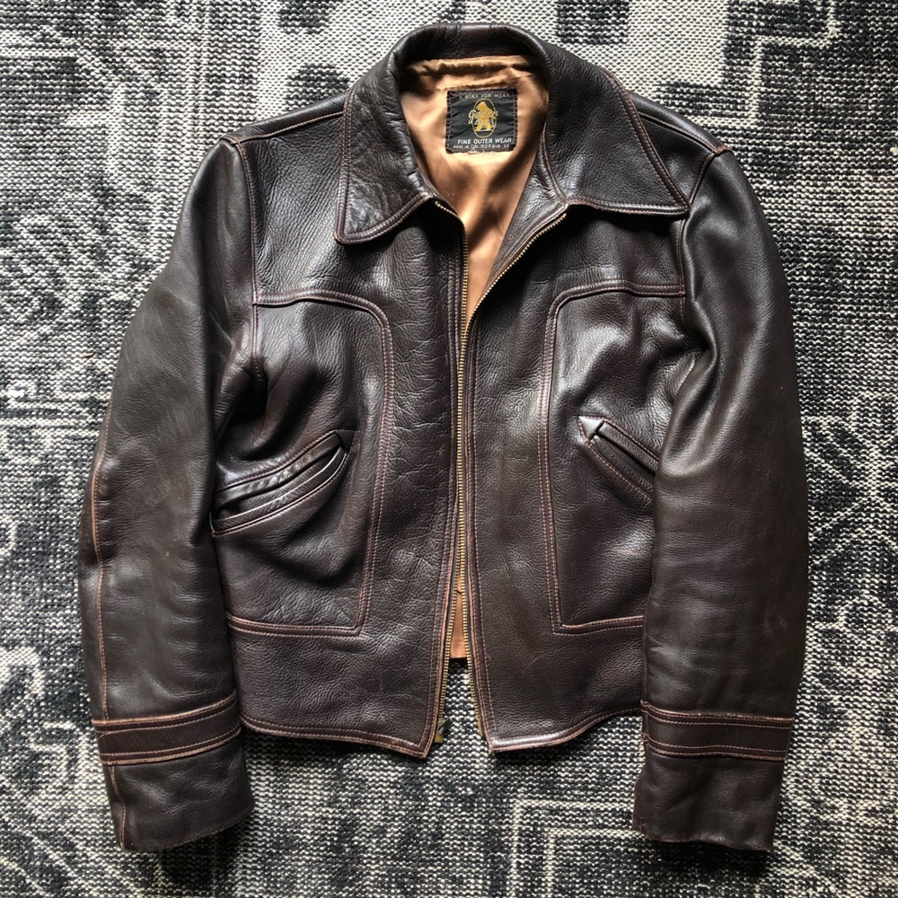Golden Bear Vintage Leather Jacket Coat